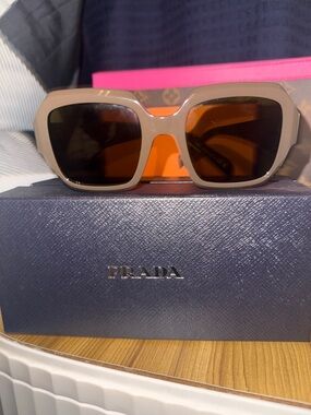 Prada Taupe Frame Sunglasses with Brown Lenses